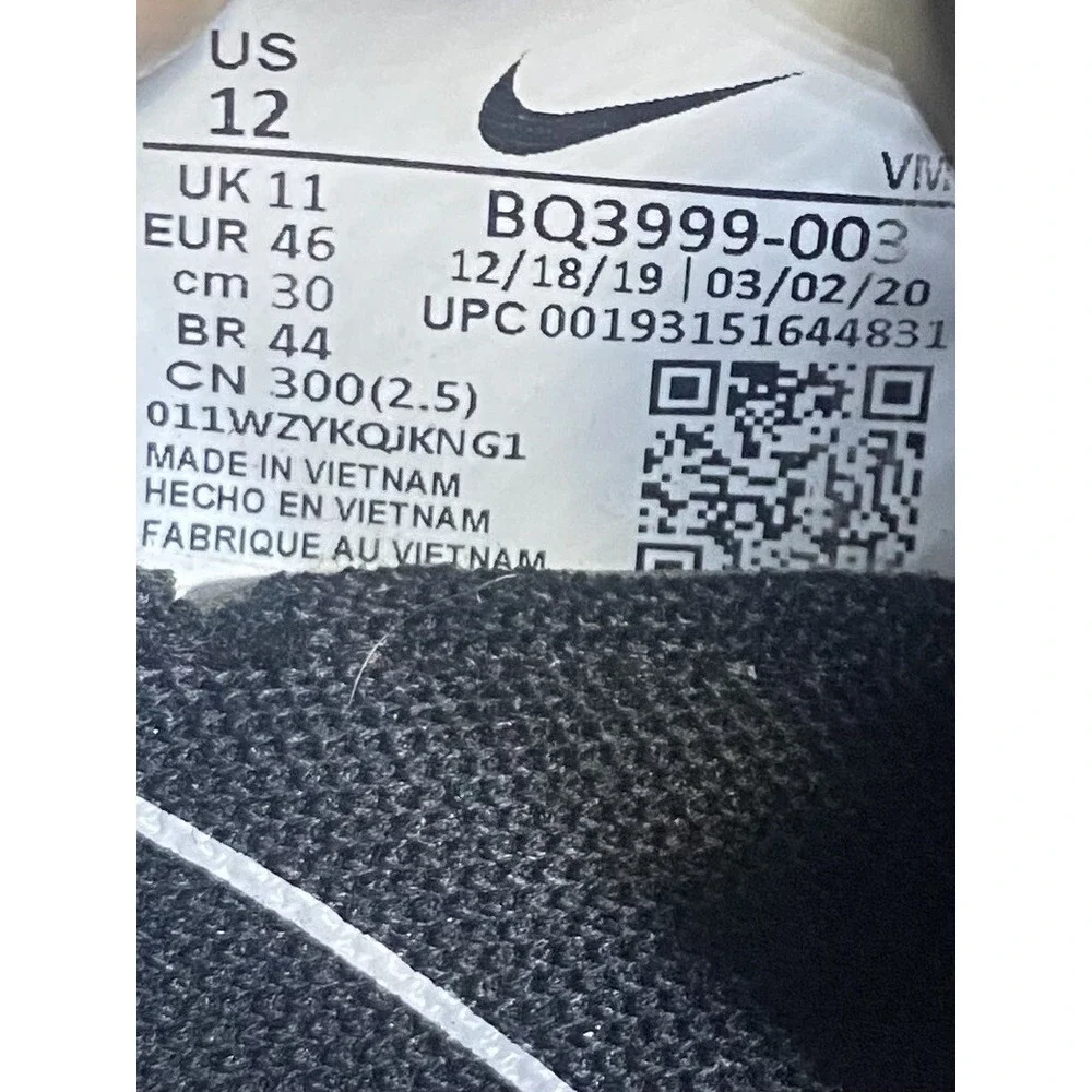 Nike Air Max Infinity Black/White Sneakers BQ3999-003 Sz 12